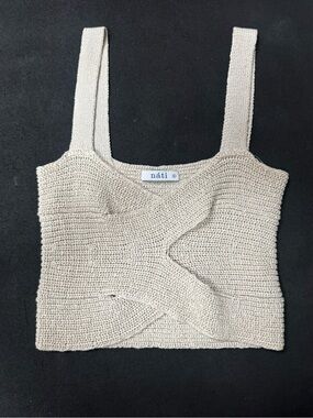 Nátí Boutique Knit Cropped Tank Top Cream